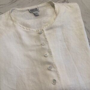 EARLY SUMMER GIVE AWAY! Chico's 100% Linen Button up Top, Size 3
